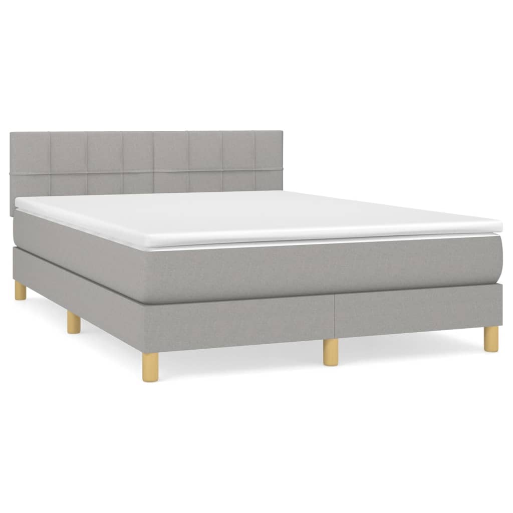 Boxspringbett mit Matratze Hellgrau 140x200 cm Stoff