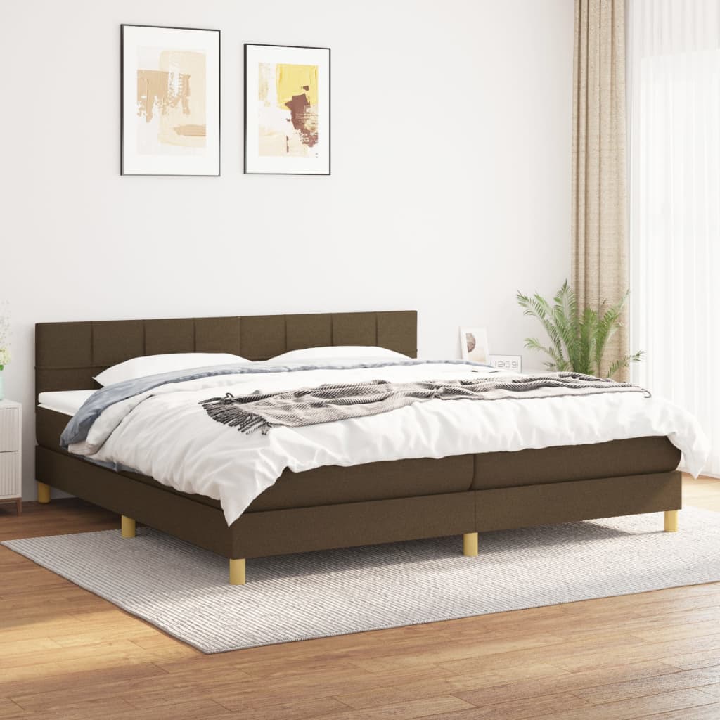 Boxspringbett mit Matratze Dunkelbraun 200x200 cm Stoff