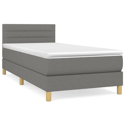 Boxspringbett mit Matratze Dunkelgrau 80x200 cm Stoff