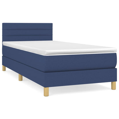 Boxspringbett mit Matratze Blau 100x200 cm Stoff