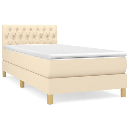 Boxspringbett mit Matratze Creme 90x190 cm Stoff