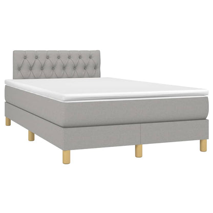 Boxspringbett mit Matratze Hellgrau 120x200 cm Stoff