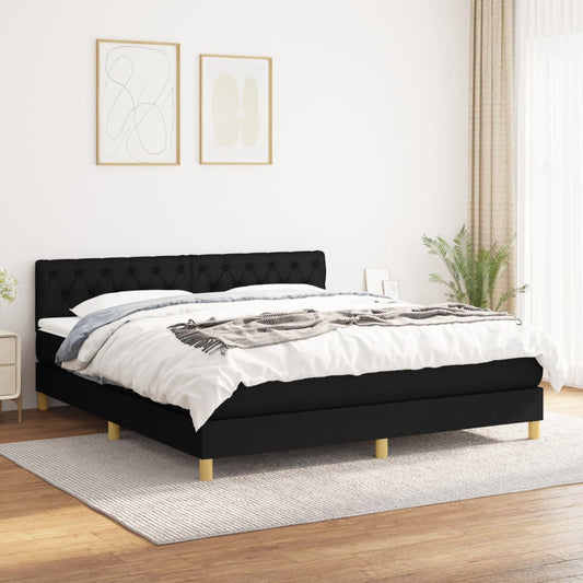 Boxspringbett mit Matratze Schwarz 160x200 cm Stoff