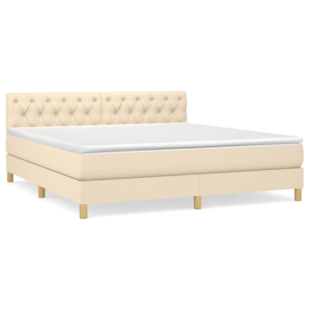 Boxspringbett mit Matratze Creme 160x200 cm Stoff