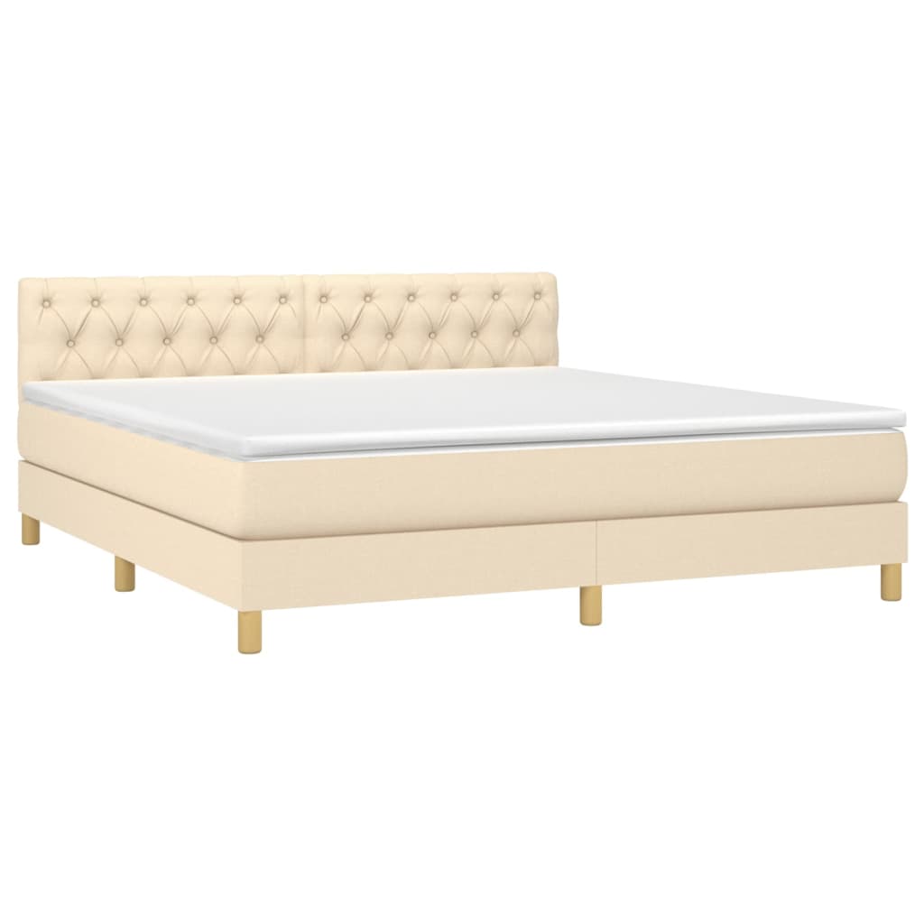 Boxspringbett mit Matratze Creme 160x200 cm Stoff