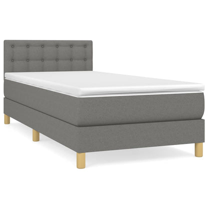 Boxspringbett mit Matratze Dunkelgrau 100x200 cm Stoff