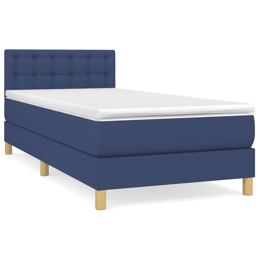 Boxspringbett mit Matratze Blau 100x200 cm Stoff