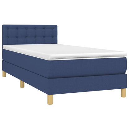 Boxspringbett mit Matratze Blau 100x200 cm Stoff