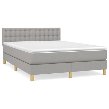 Boxspringbett mit Matratze Hellgrau 140x200 cm Stoff