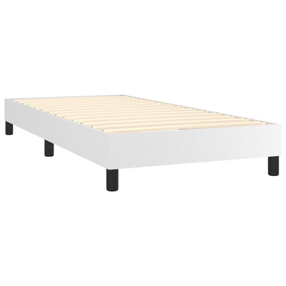 Boxspringbett mit Matratze Weiß 90x190 cm Kunstleder