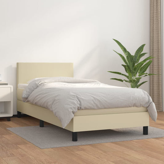 Boxspringbett mit Matratze Creme 100x200 cm Kunstleder