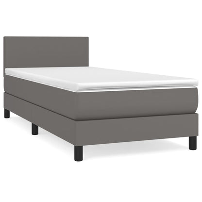 Boxspringbett mit Matratze Grau 100x200 cm Kunstleder