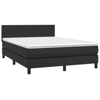 Boxspringbett mit Matratze Schwarz 140x200 cm Kunstleder