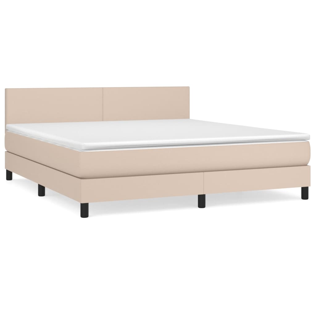 Boxspringbett Matratze Cappuccino-Braun 160x200 cm Kunstleder