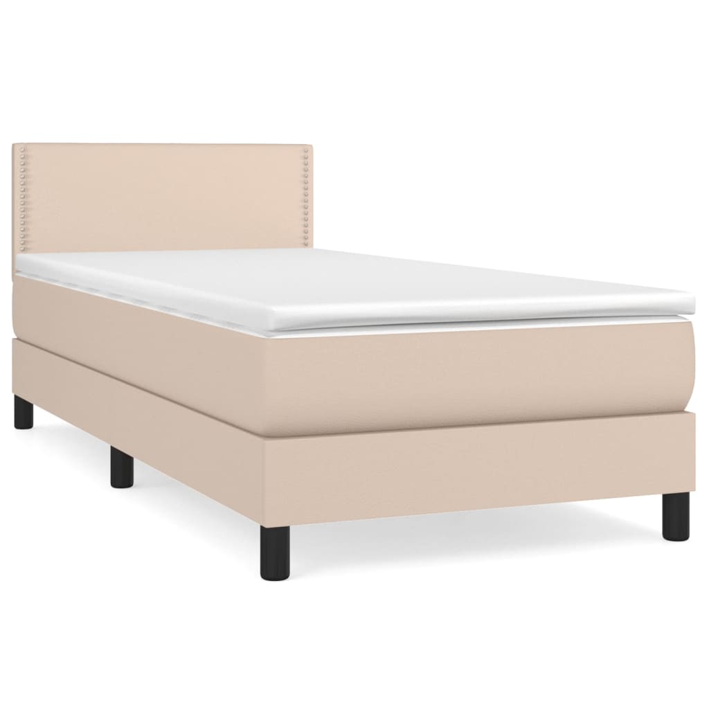 Boxspringbett mit Matratze Cappuccino-Braun 90x190cm Kunstleder