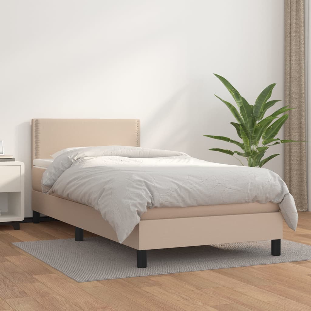 Boxspringbett mit Matratze Cappuccino-Braun 90x190cm Kunstleder