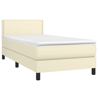 Boxspringbett mit Matratze Creme 100x200 cm Kunstleder