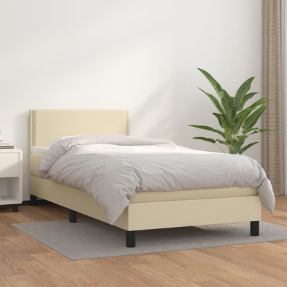 Boxspringbett mit Matratze Creme 100x200 cm Kunstleder