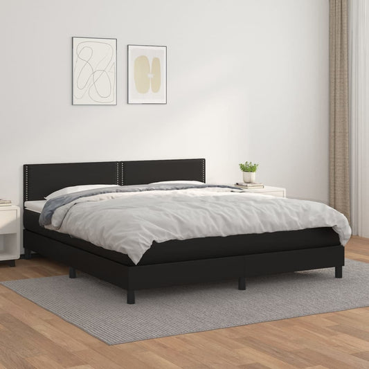 Boxspringbett mit Matratze Schwarz 160x200 cm Kunstleder