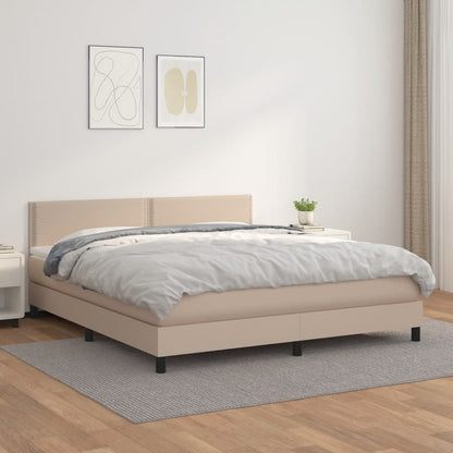 Boxspringbett Matratze Cappuccino-Braun 160x200 cm Kunstleder