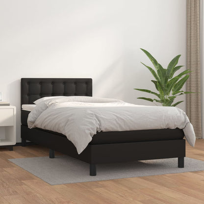 Boxspringbett mit Matratze Schwarz 100x200 cm Kunstleder