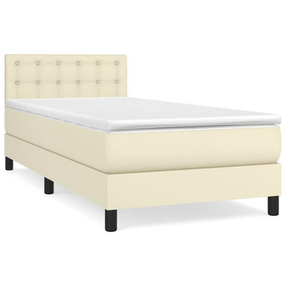 Boxspringbett mit Matratze Creme 100x200 cm Kunstleder