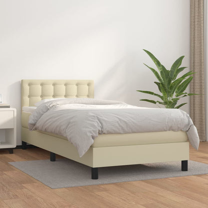 Boxspringbett mit Matratze Creme 100x200 cm Kunstleder