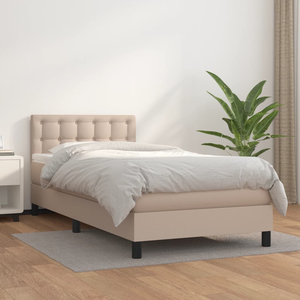 Boxspringbett Matratze Cappuccino-Braun 100x200cm Kunstleder