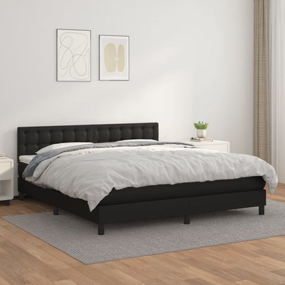 Boxspringbett mit Matratze Schwarz 160x200 cm Kunstleder