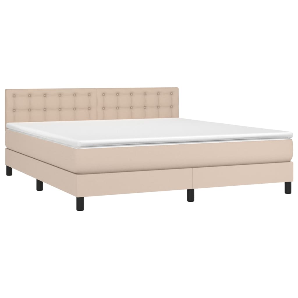 Boxspringbett Matratze Cappuccino-Braun 180x200 cm Kunstleder