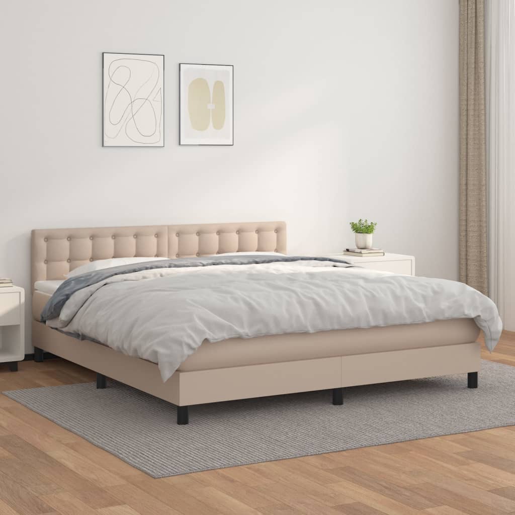 Boxspringbett Matratze Cappuccino-Braun 180x200 cm Kunstleder