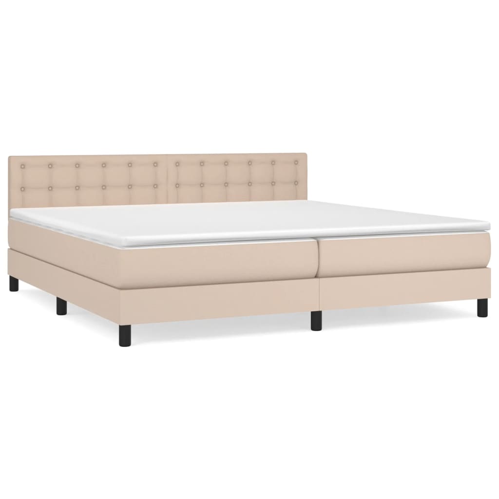 Boxspringbett Matratze Cappuccino-Braun 200x200cm Kunstleder