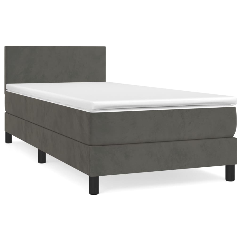 Boxspringbett mit Matratze Dunkelgrau 80x200 cm Samt