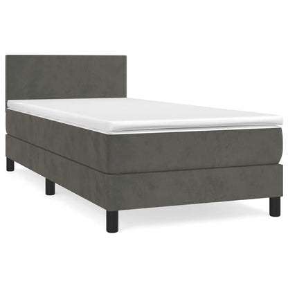 Boxspringbett mit Matratze Dunkelgrau 100x200 cm Samt