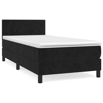 Boxspringbett mit Matratze Schwarz 100x200 cm Samt