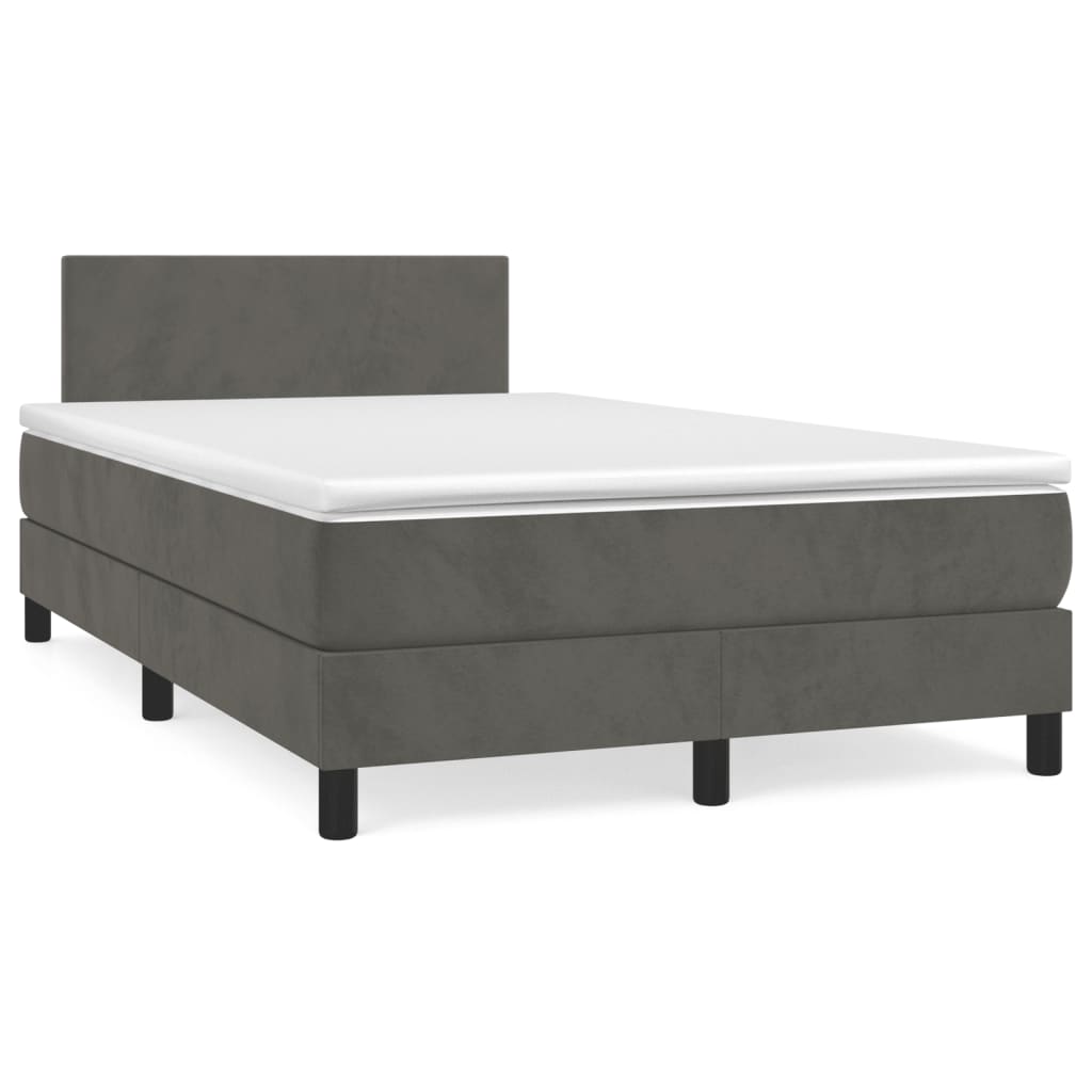 Boxspringbett mit Matratze Dunkelgrau 120x200 cm Samt