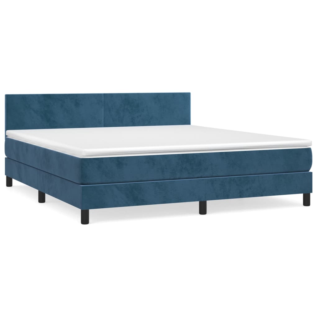 Boxspringbett mit Matratze Dunkelblau 180x200 cm Samt