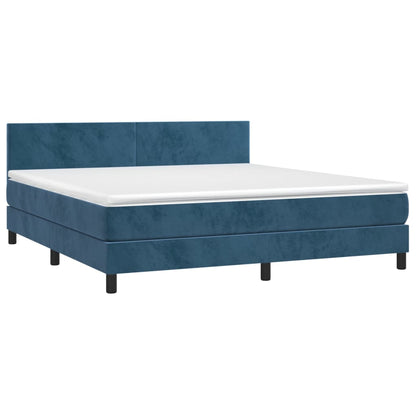 Boxspringbett mit Matratze Dunkelblau 180x200 cm Samt