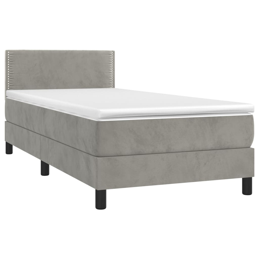 Boxspringbett mit Matratze Hellgrau 90x190 cm Samt