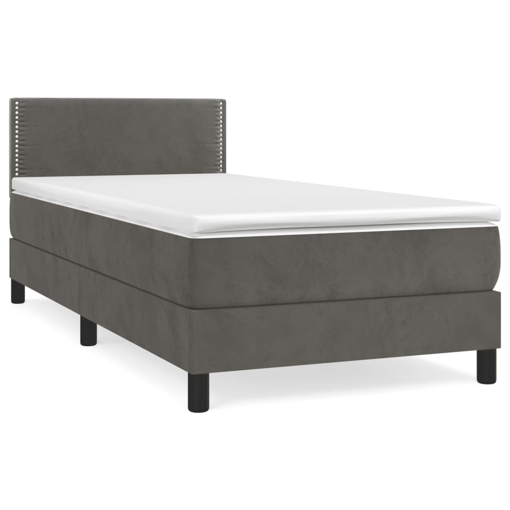 Boxspringbett mit Matratze Dunkelgrau 90x190 cm Samt