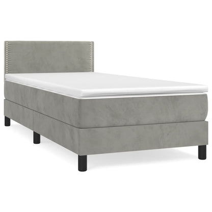 Boxspringbett mit Matratze Hellgrau 90x200 cm Samt