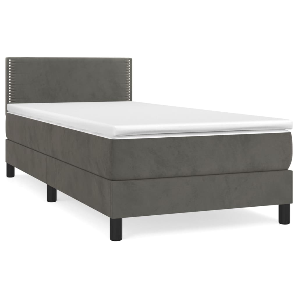 Boxspringbett mit Matratze Dunkelgrau 100x200 cm Samt