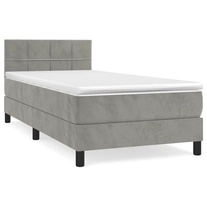 Boxspringbett mit Matratze Hellgrau 90x190 cm Samt