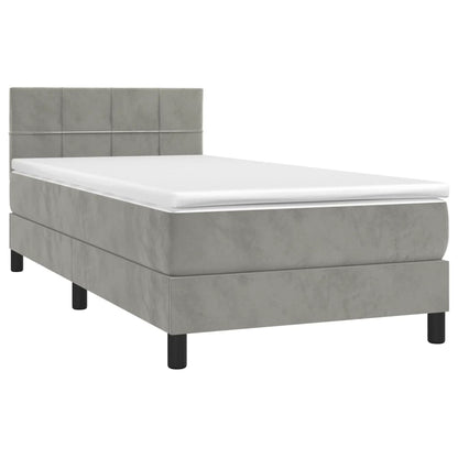 Boxspringbett mit Matratze Hellgrau 90x190 cm Samt