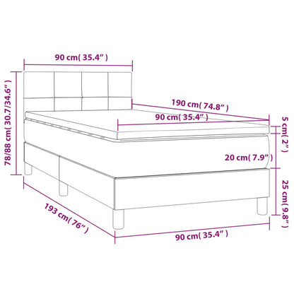 Boxspringbett mit Matratze Hellgrau 90x190 cm Samt