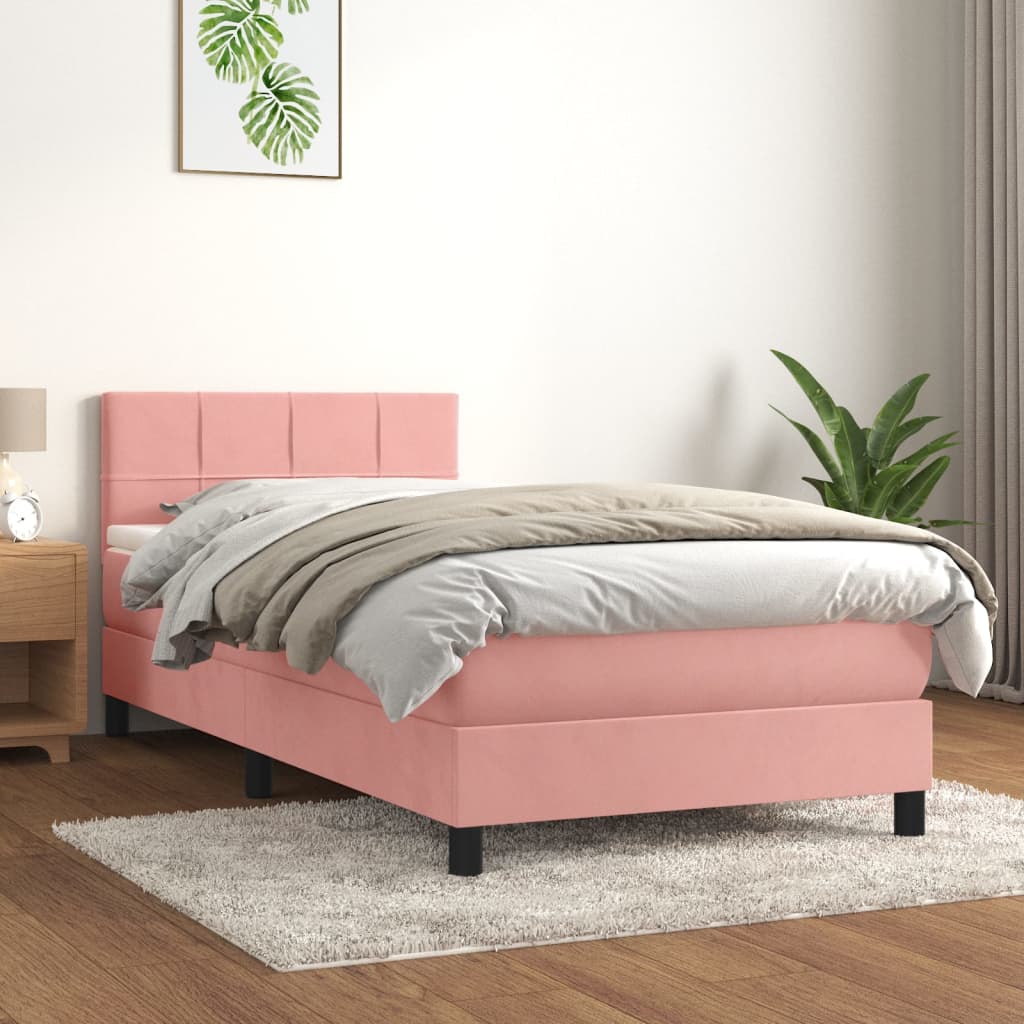 Boxspringbett mit Matratze Rosa 90x190 cm Samt