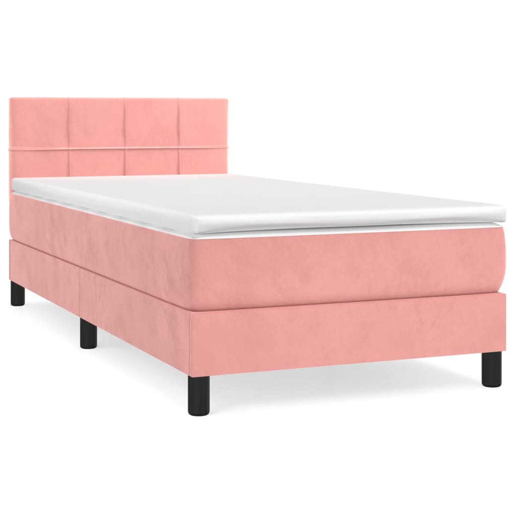 Boxspringbett mit Matratze Rosa 90x200 cm Samt