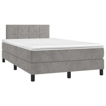 Boxspringbett mit Matratze Hellgrau 120x200 cm Samt