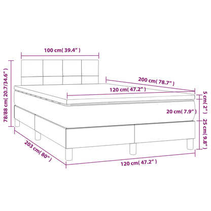 Boxspringbett mit Matratze Hellgrau 120x200 cm Samt