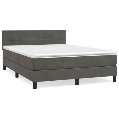 Boxspringbett mit Matratze Dunkelgrau 140x200 cm Samt